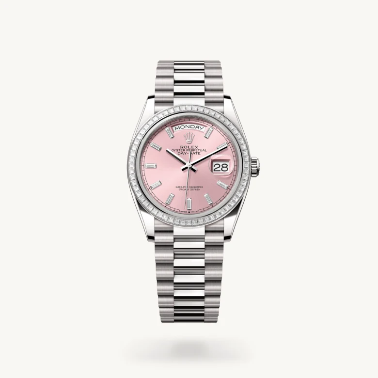 Rolex Day-Date 36 in 18 ct white gold, M128399TBR-0029 - Kirk Freeport