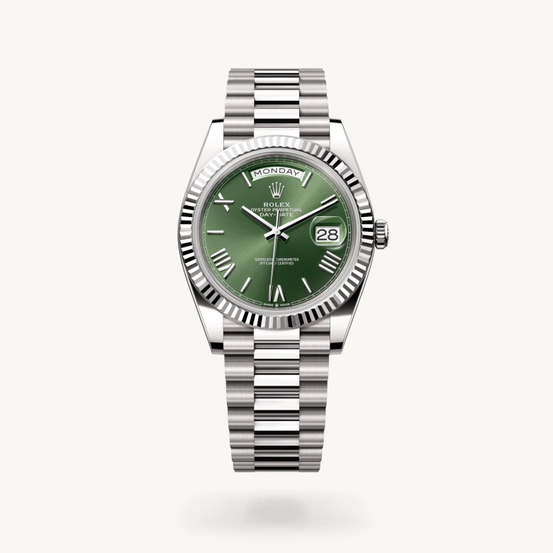 Rolex Day-Date 40 in 18 ct white gold, M228239-0033 - Kirk Freeport