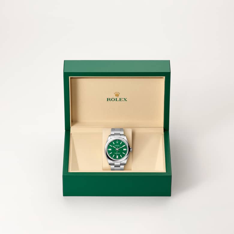 Rolex Oyster Perpetual 41 [M134300-0004] in beautiful green presentation box - Kirk Freeport
