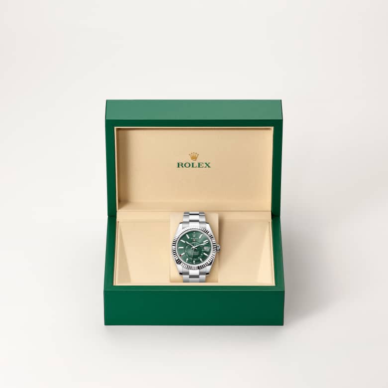 Rolex Sky-Dweller [M336934-0001] in beautiful green presentation box - Kirk Freeport