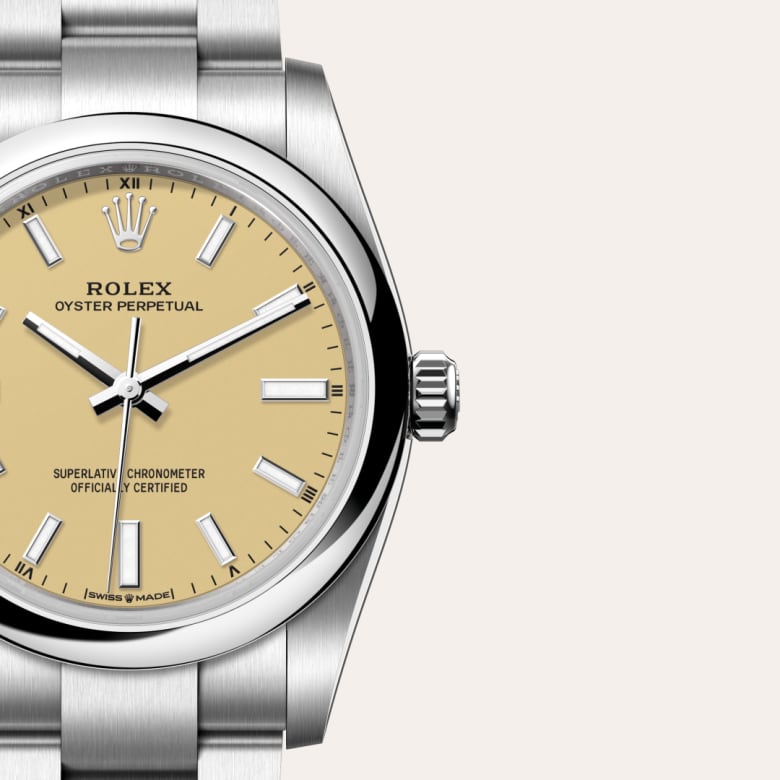 Rolex Oyster Perpetual 34 [M124200-0007] Beige dial - Kirk Freeport