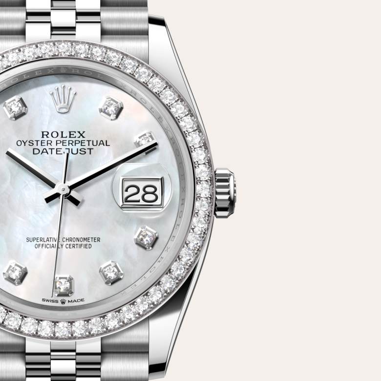 Rolex Datejust 36 [M126284RBR-0011] White mother-of-pearl set with diamonds dial - Kirk Freeport