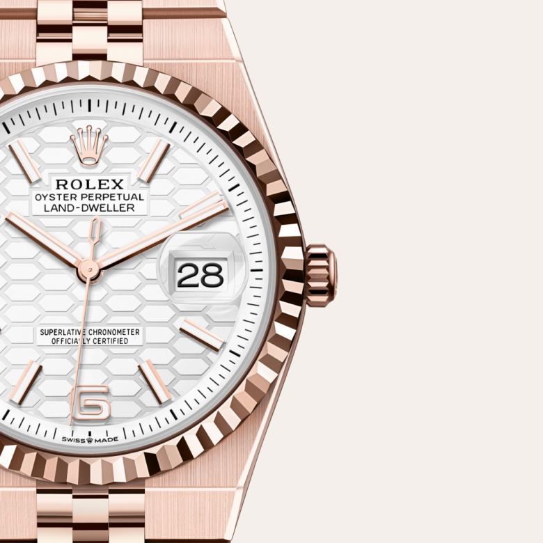 Rolex Land-Dweller 36 [M127235-0001] Intense white, honeycomb motif dial - Kirk Freeport