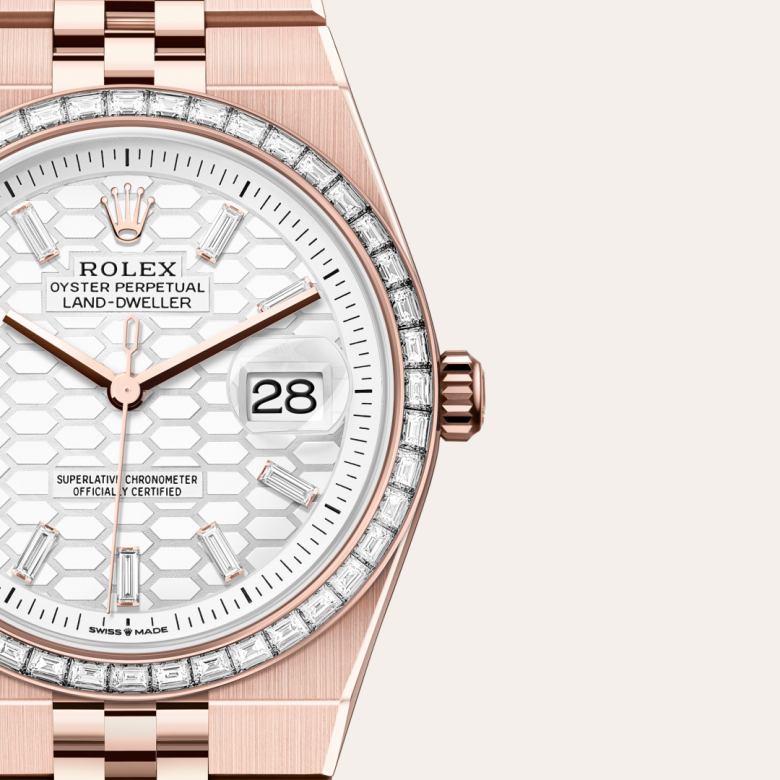 Rolex Land-Dweller 36 [M127285TBR-0002] Intense white, honeycomb motif set with diamonds dial - Kirk Freeport