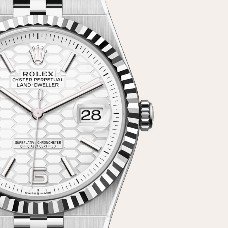 Rolex Land-Dweller 40 [M127334-0001] Intense white, honeycomb motif dial - Kirk Freeport