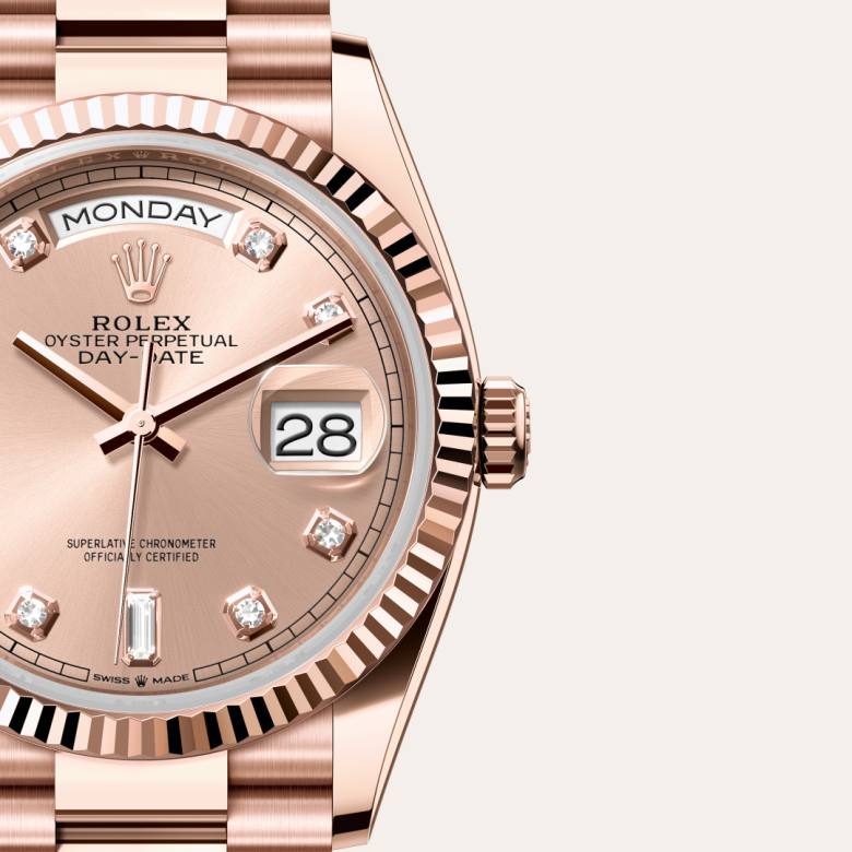 Rolex Day-Date 36 [M128235-0009] Rosé-colour set with diamonds dial - Kirk Freeport