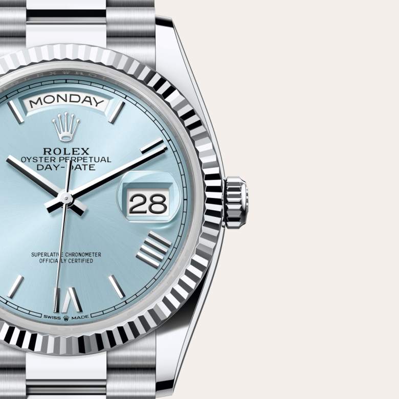 Rolex Day-Date 36 [M128236-0018] Ice blue dial - Kirk Freeport