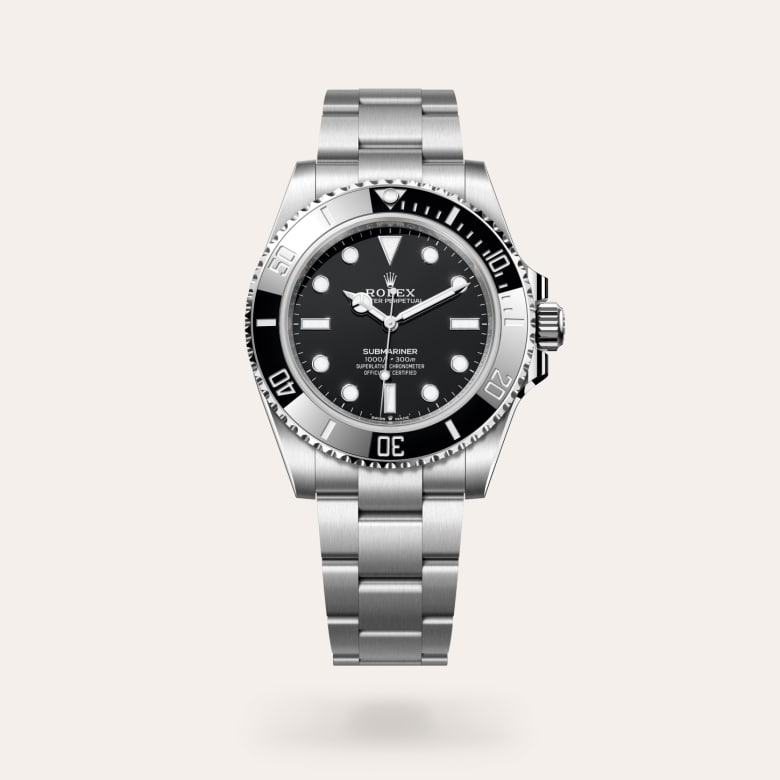 Rolex Submariner [M124060-0001] in oystersteel with a black dial, unidirectional rotatable 60-minute graduated, scratch-resistant cerachrom insert in black ceramic, numerals and graduations coated in platinum bezel, and oystersteel bracelet.