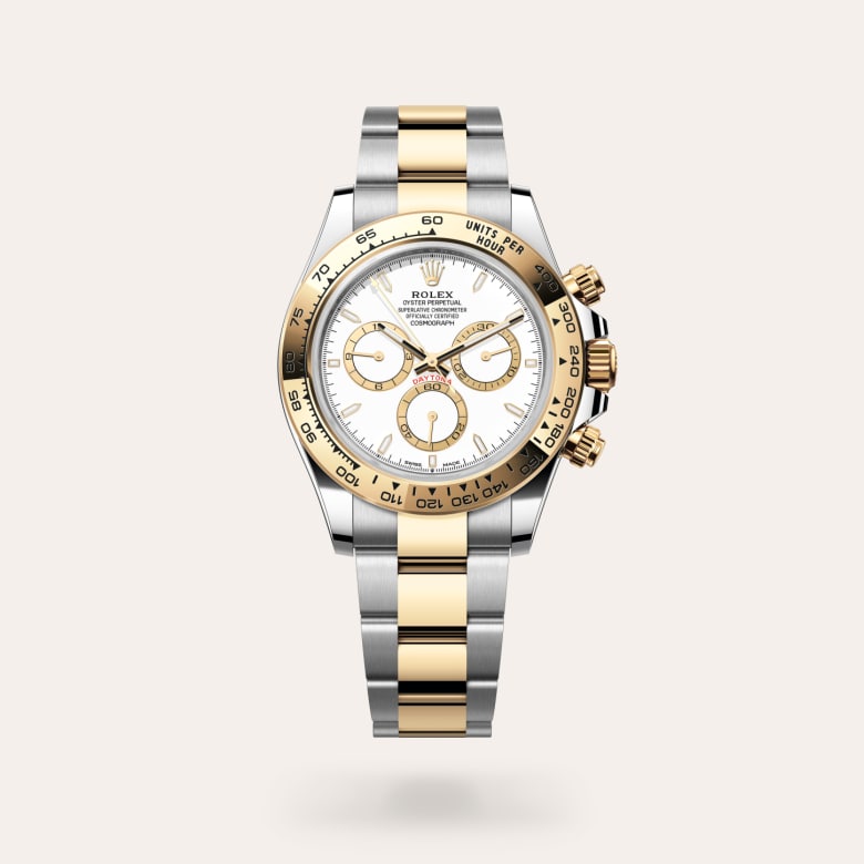 Rolex Cosmograph Daytona [M126503-0001] in yellow rolesor - combination of oystersteel and yellow gold with a white, golden counter rings dial, fixed, with engraved tachymetric scale, in yellow gold bezel, and yellow rolesor - combination of oystersteel and yellow gold bracelet.