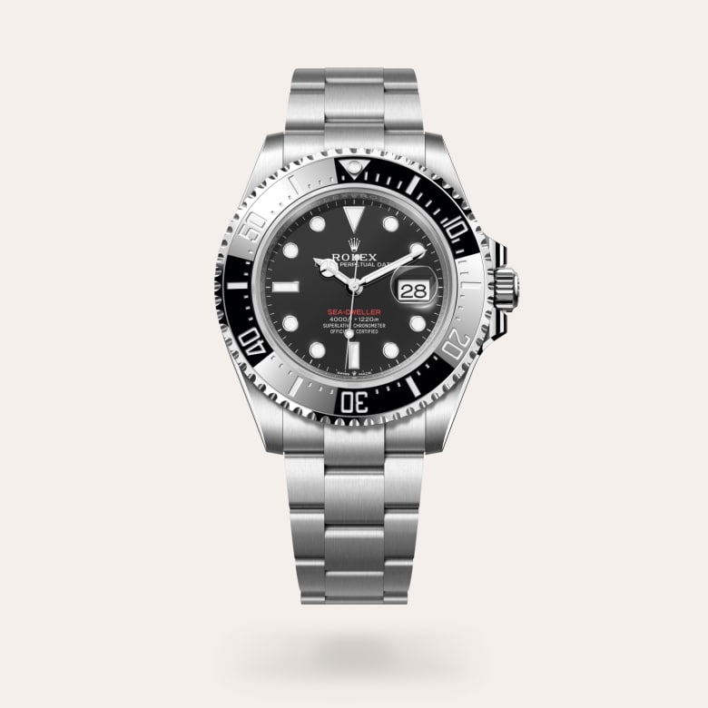 Rolex Sea-Dweller [M126600-0002] in oystersteel with a intense black dial, unidirectional rotatable 60-minute graduated, scratch-resistant cerachrom insert in black ceramic, numerals and graduations coated in platinum bezel, and oystersteel bracelet.