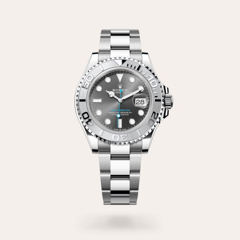 Rolex Yacht-Master 40 [M126622-0001] in rolesium - combination of oystersteel and platinum with a slate dial, platinum bidirectional rotatable 60-minute graduated with raised numerals bezel, and oystersteel bracelet.