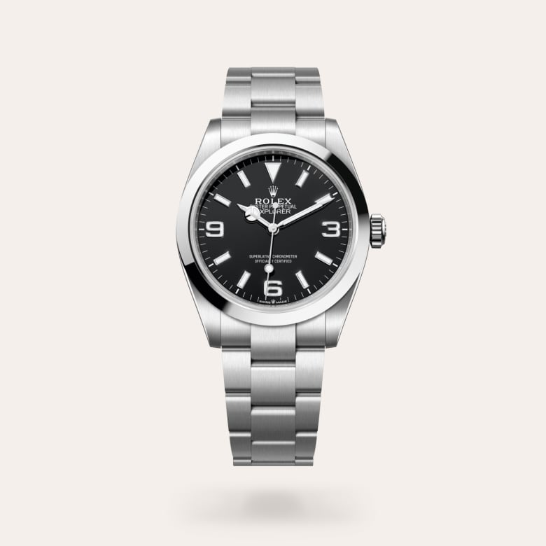 Rolex Explorer 40 [M224270-0001] in oystersteel with a black dial, smooth bezel, and oystersteel bracelet.