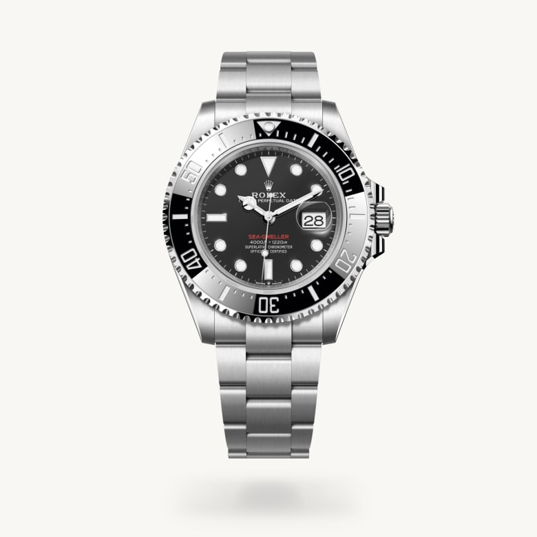 Rolex Sea-Dweller [M126600-0002] in oystersteel with a intense black dial, unidirectional rotatable 60-minute graduated, scratch-resistant cerachrom insert in black ceramic, numerals and graduations coated in platinum bezel, and oystersteel bracelet - Kirk Freeport