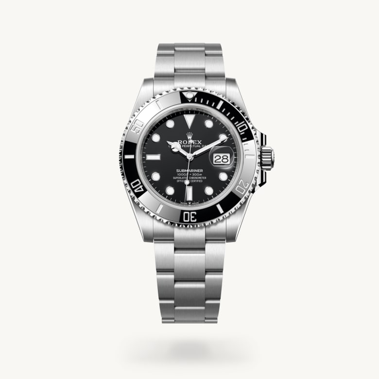 Rolex Submariner Date [M126610LN-0001] in oystersteel with a black dial, unidirectional rotatable 60-minute graduated, scratch-resistant cerachrom insert in black ceramic, numerals and graduations coated in platinum bezel, and oystersteel bracelet - Kirk Freeport