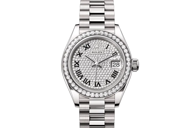 Rolex Lady-Datejust Oyster, 28 mm, white gold and diamonds, M279139RBR-0014