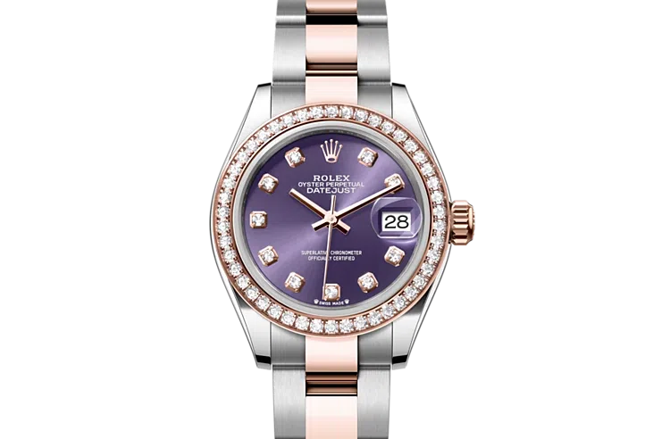 Rolex Lady-Datejust Oyster, 28 mm, Oystersteel, Everose gold and diamonds, M279381RBR-0016