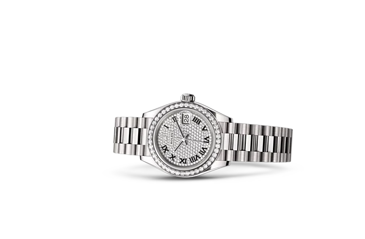 Rolex Lady-Datejust Oyster, 28 mm, white gold and diamonds, M279139RBR-0014