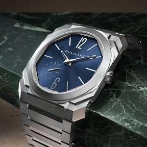 Bvlgari Watches metallic grey and blue watch