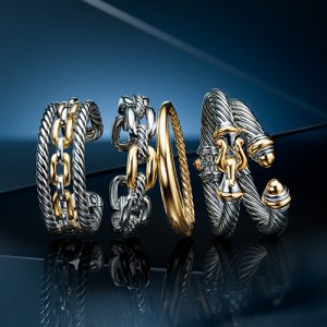 David Yurman Silver and gold ring collection