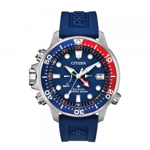 Citizen Watches blue, red, and grey watch