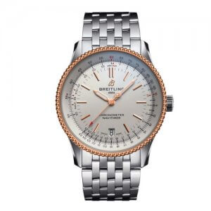 Breitling Watches classic style metallic grey and yellow watch