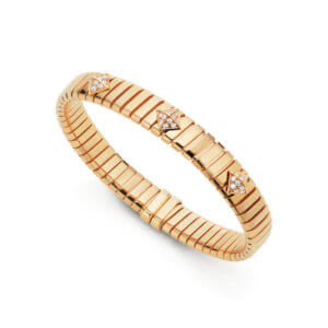 Bulgari Tubogas gold bangle bracelet with diamonds