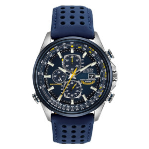 Citizen watches Stainless steel, blue dial and bezel with blue leather strap