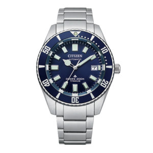 Citizen diver watches with blue dial and titanium strap