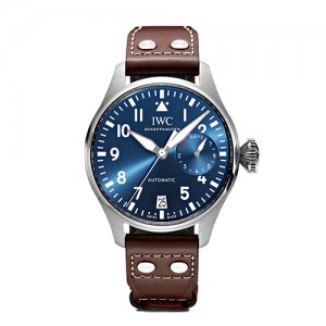 IWC Schaffhausen Watches classic blue and grey watch with a brown band