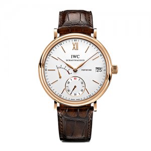 IWC Schaffhausen gold classic watch with brown band