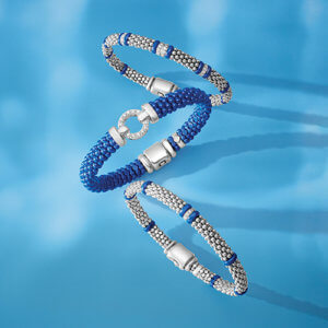 three LAGOS cavier bracelets in silver and blue