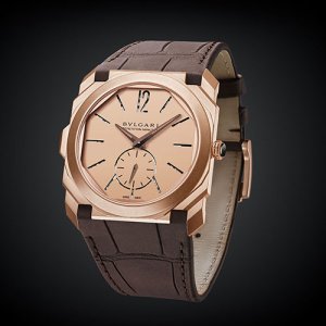 Bvlgari Watches rose gold and brown watch