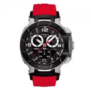 Tissot black and red watch