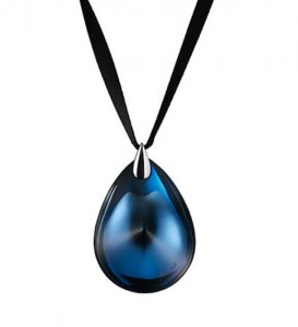 Crystal psydellic large pendant necklace in riviera blue in Baccarat Jewelry at Kirk Freeport in Grand Cayman
