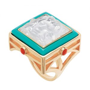 Lalique Crystal ring with a jewel
