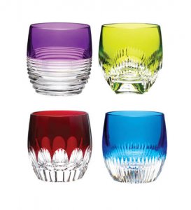 Waterford set of four multi-color glasses