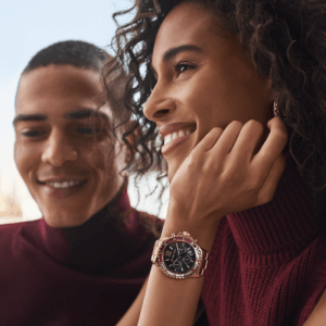 Michael Kors Watches woman with metallic pink watch