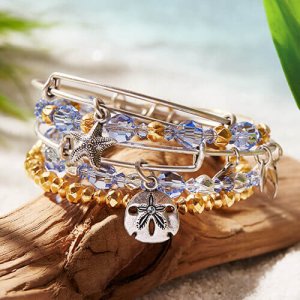 Silver beaded bangle bracelet by Alex & Ani Jewelry at Kirk Freeport in Grand Cayman