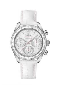 38 MM Omega Speedmaster metallic grey and white watch