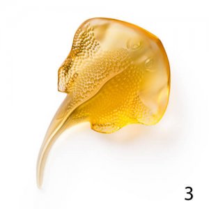 Lalique Stingray Yellow Glass Ornament