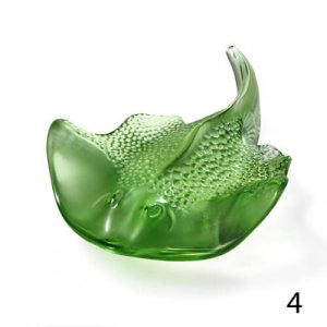 Lalique Stingray Green Glass Ornament