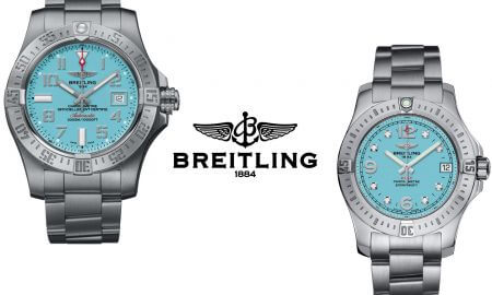 Breitling Watch 1884 light blue and metallic grey watch