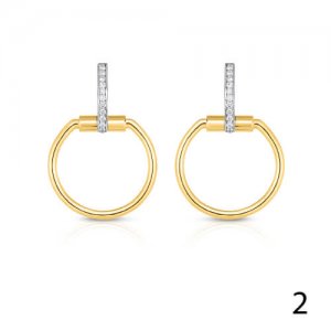 Roberto Coin Classic Parisienne Hoops Round Hoop Earrings with diamonds in yellow or rose gold