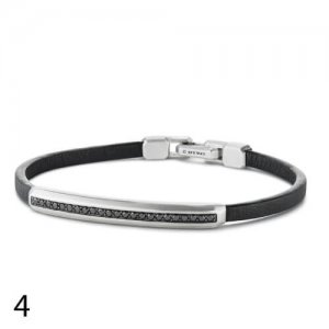 Valentine's Day Gift Ideas for Him Pavé leather ID Bracelet with Black Diamonds by David Yurman