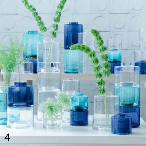 LSA International STACK blue vases filled with green plants and foliage