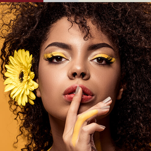 Kirk Freeport La Parfumerie Summer Makeovers 2018 model wearing yellow makeup