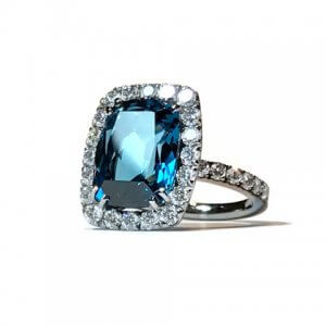 Blue topaz and white gold dynamite cocktail ring by A & Furst Jewelry at Kirk Freeport in Grand Cayman