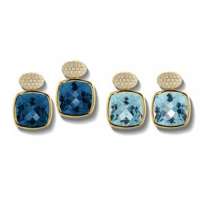 Blue topaz and sky blue topaz diamond gaia earrings from A & Furst Jewelry at Kirk Freeport in Grand Cayman