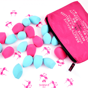 Shaina B. Miami pink and blue elegant makeup sponges