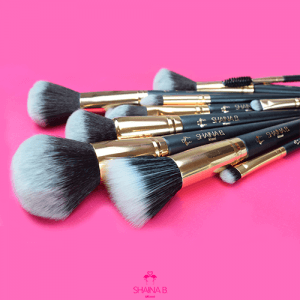 Shaina B. Miami black and yellow makeup brushes